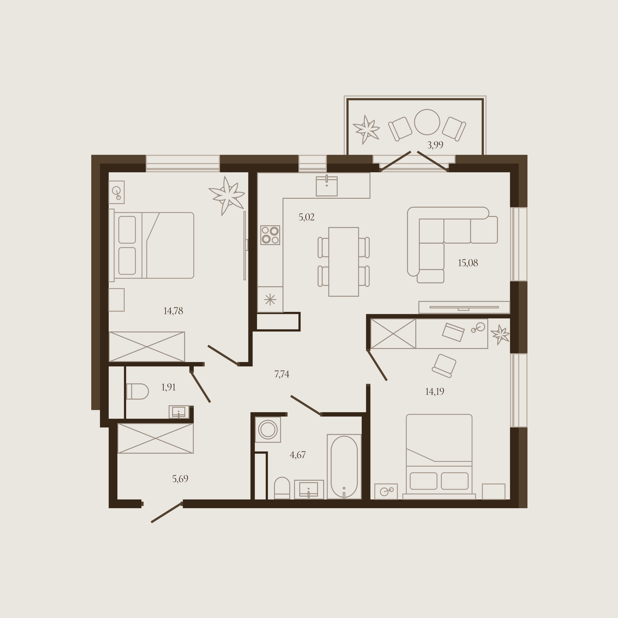 Планировка — Квартира №147 — 70.28 м²