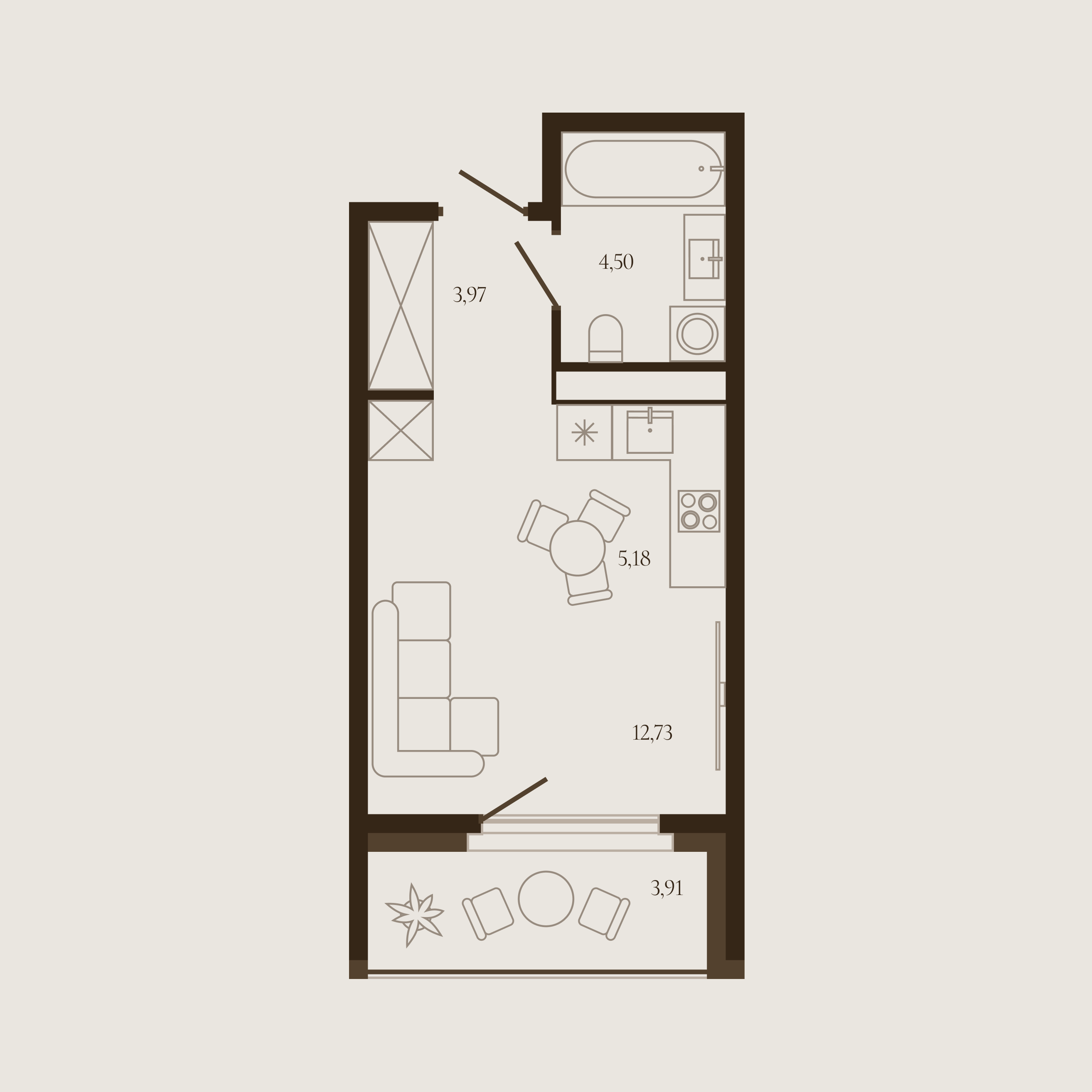 Планировка — Квартира №92 — 28.34 м²