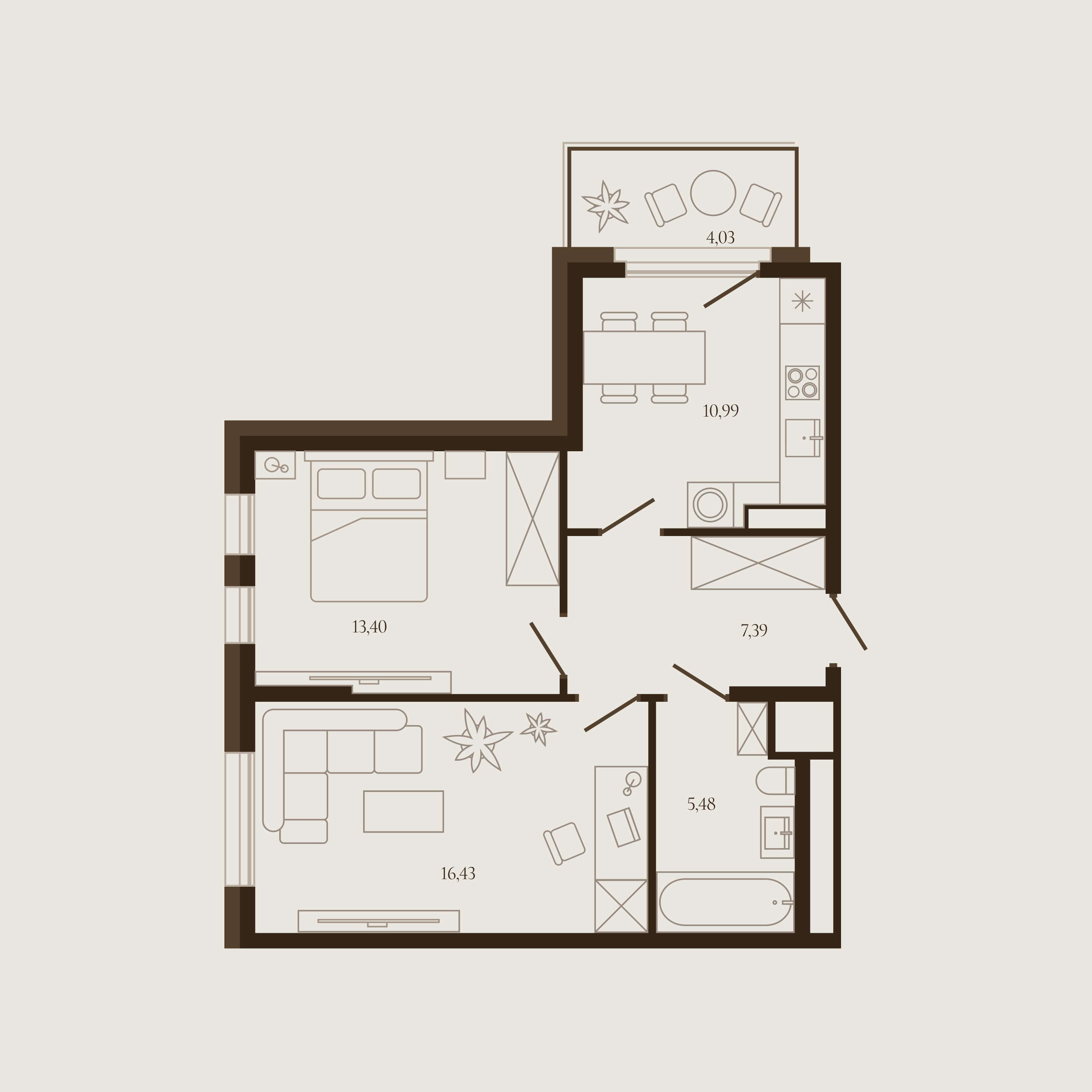 Планировка — Квартира №110 — 55.71 м²
