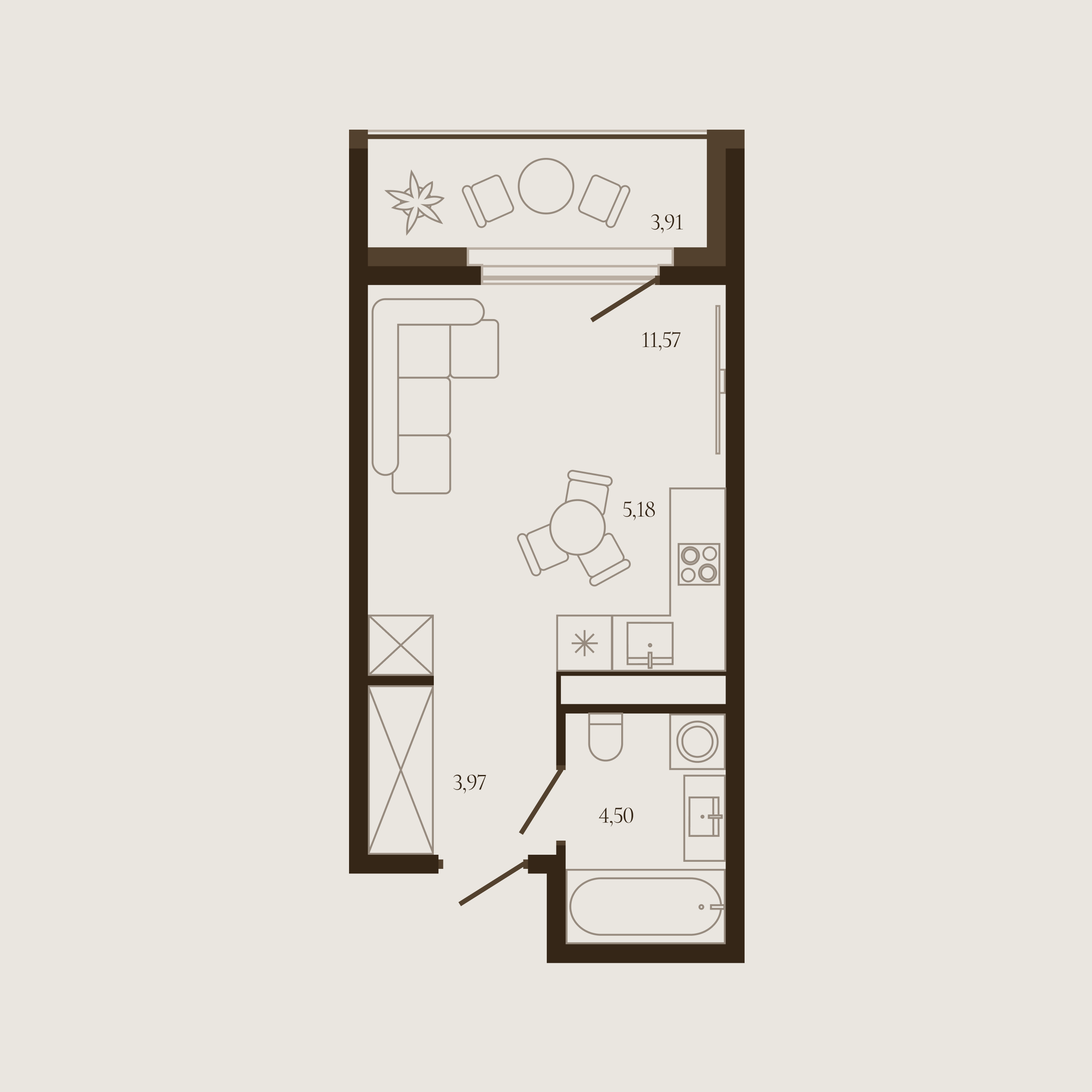 Планировка — Квартира №175 — 27.18 м²