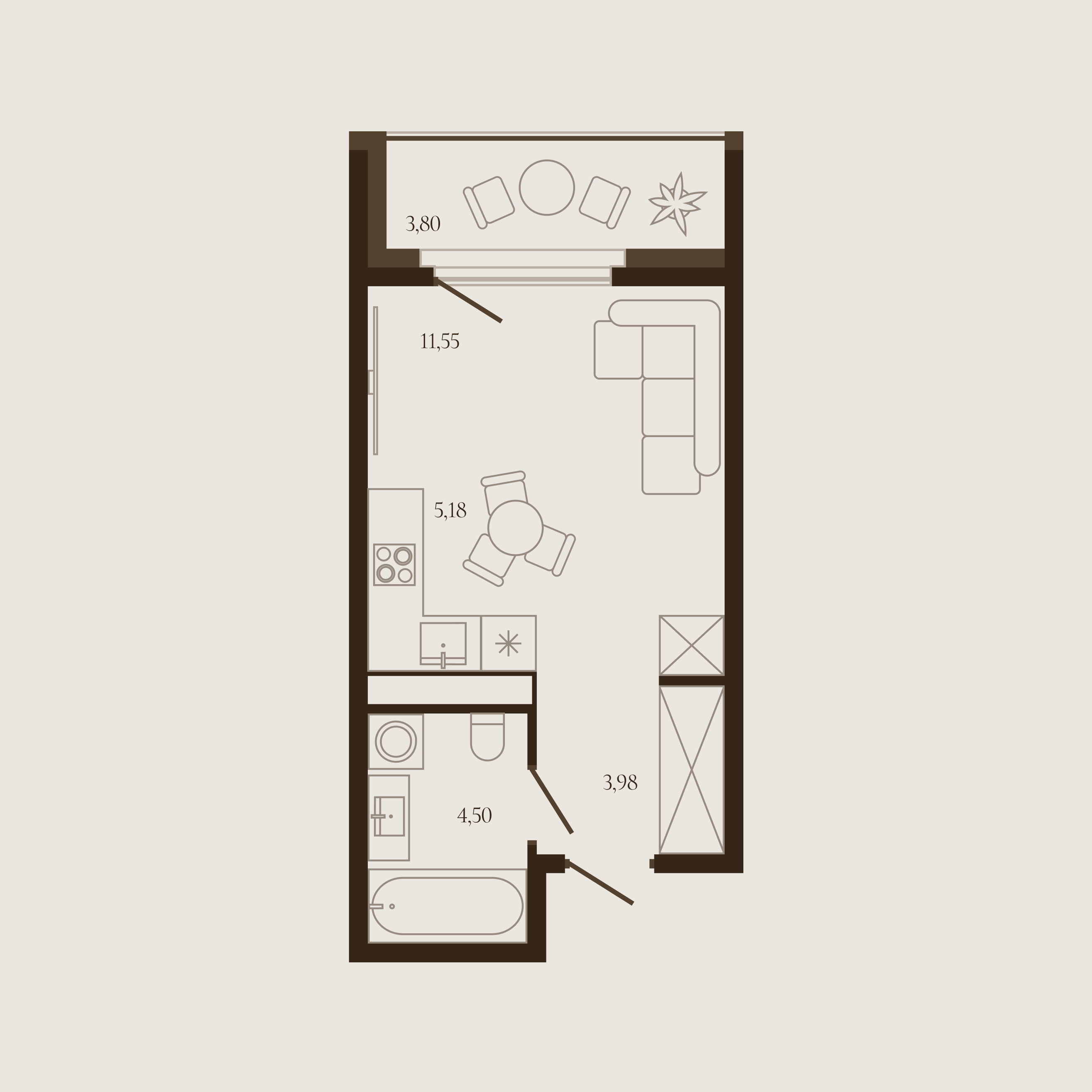 Планировка — Квартира №405 — 27.11 м²